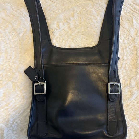 Unisex Genuine COACH Black Leather Hippie Slim Backpack 9405 - 1990s Vintage - Picture 2 of 8